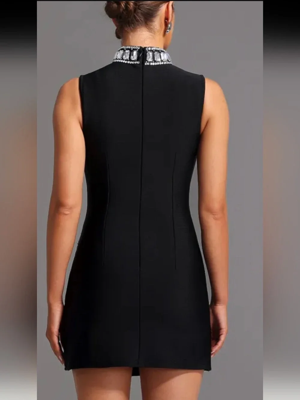 BELLA BARNET Kianala Bandage Sleeveless High Neck Rhinestone  Mini Dress Small - Picture 3 of 9